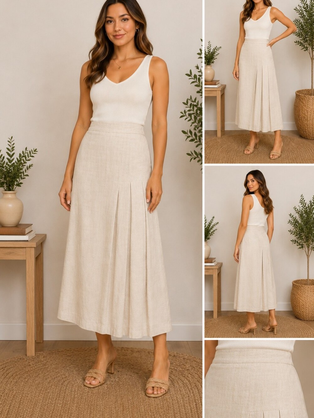 🍌 Evan Picone Size 8 Vintage Linen Skirt (ILGWU) Quiet Luxury Old Money